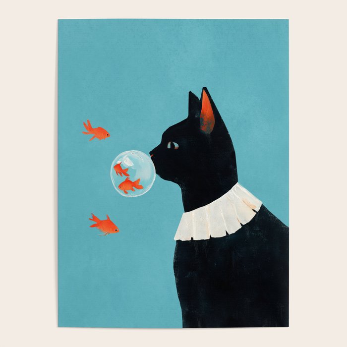 Cat and Goldfish Poster Gallery Image 4