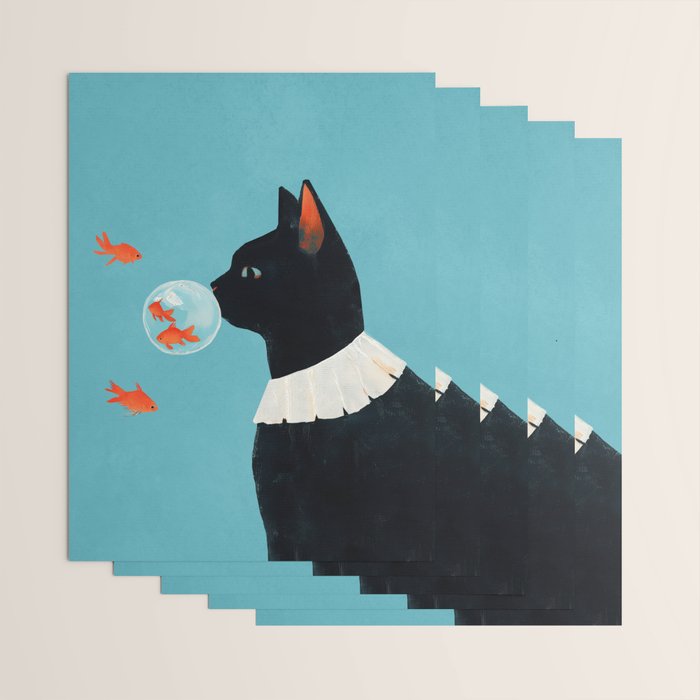 Cat and Goldfish Wrapping Paper Gallery Image 3