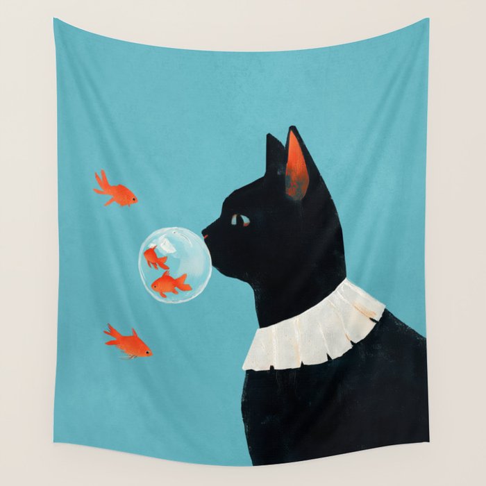 Cat and Goldfish Wall Tapestry Gallery Image 1