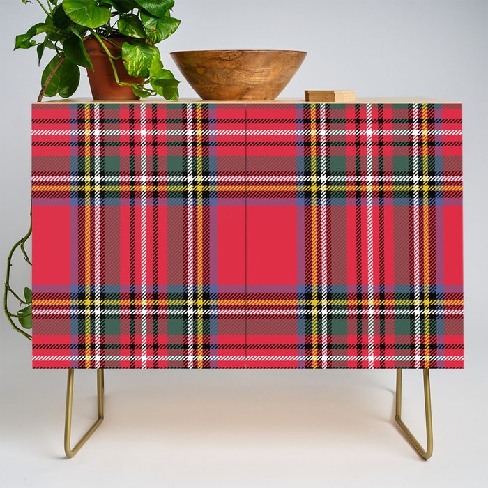 Red & Green Tartan Pattern Credenza Gallery Image 1