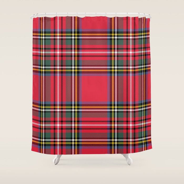 Red & Green Tartan Pattern Shower Curtain Gallery Image 1
