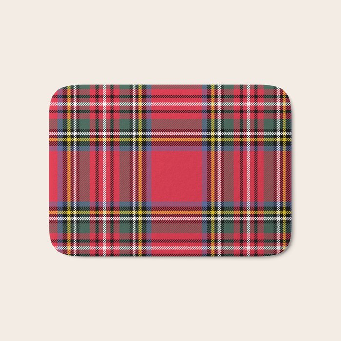 Red & Green Tartan Pattern Bath Mat Gallery Image 1
