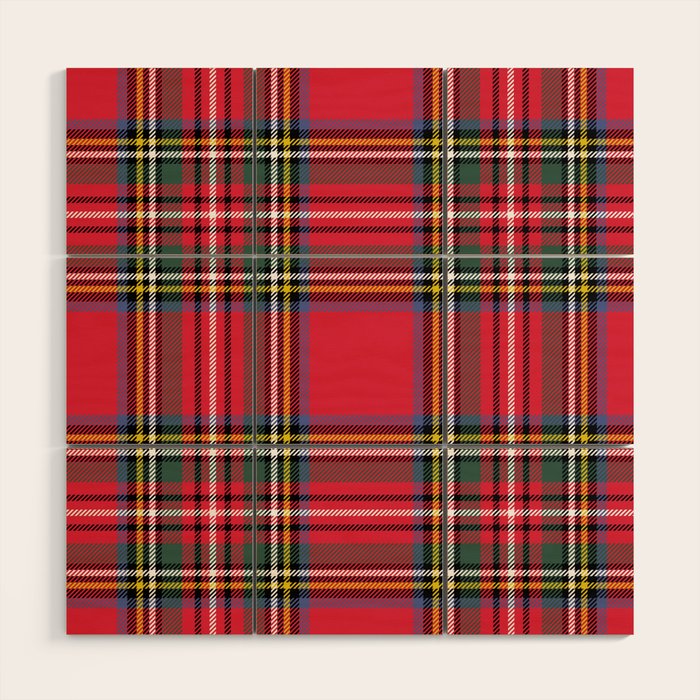 Red & Green Tartan Pattern Wood Wall Art Gallery Image 1