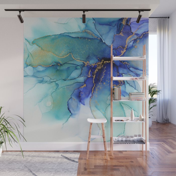 Electric Waves Violet Turquoise - Part 2 Wall Mural Gallery Image 1