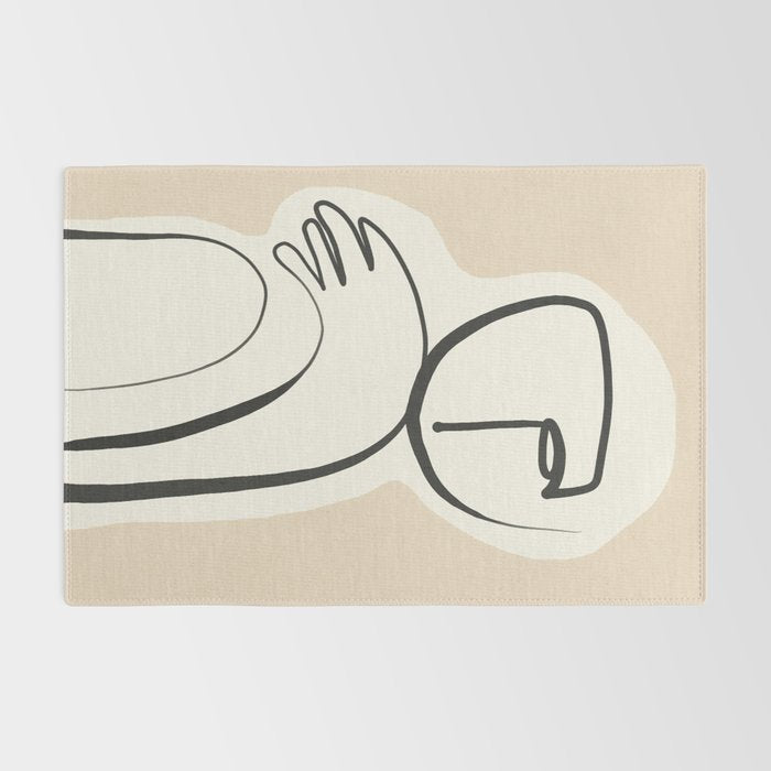 Lady Portrait Abstract Minimal  Line Art 3 Rug Gallery Image 2