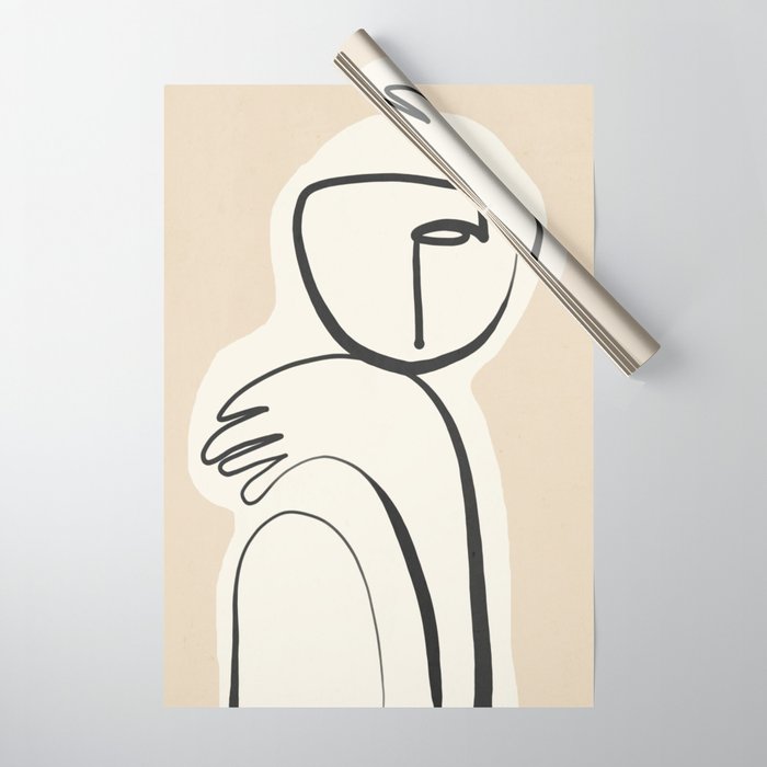Lady Portrait Abstract Minimal  Line Art 3 Wrapping Paper Gallery Image 1