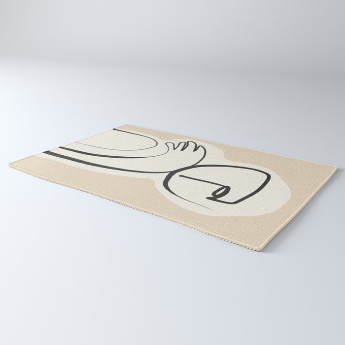 Lady Portrait Abstract Minimal  Line Art 3 Rug Gallery Image 3