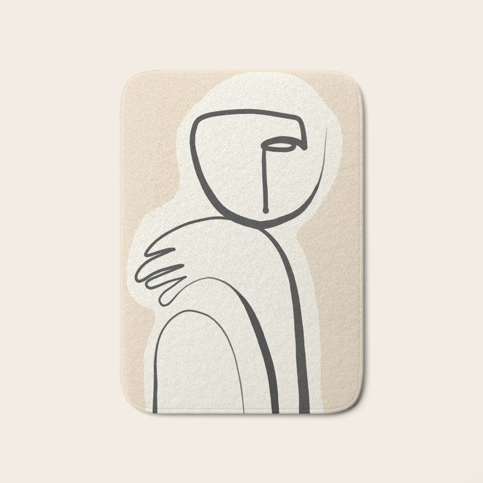Lady Portrait Abstract Minimal  Line Art 3 Bath Mat Gallery Image 1
