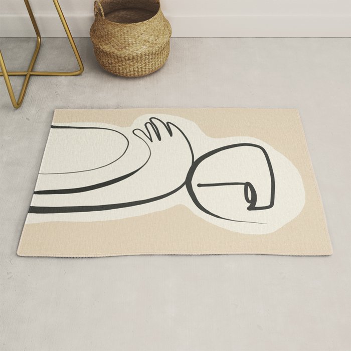 Lady Portrait Abstract Minimal  Line Art 3 Rug Gallery Image 1