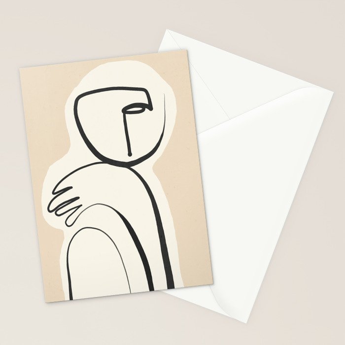 Lady Portrait Abstract Minimal  Line Art 3 Stationery Card Gallery Image 2