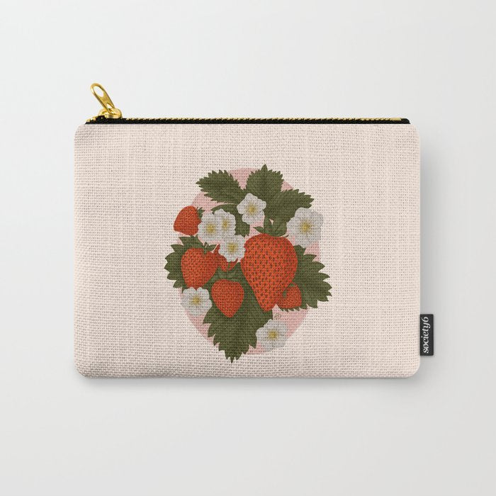 Sweet Summer Strawberries and Blossoms Carry All Pouch Gallery Image 1