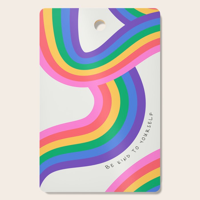 Colorful retro rainbow quote art texture print Cutting Board Gallery Image 1
