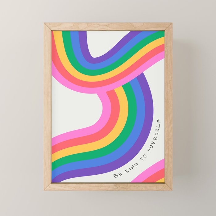 Colorful retro rainbow quote art texture print Mini Art Print Gallery Image 1