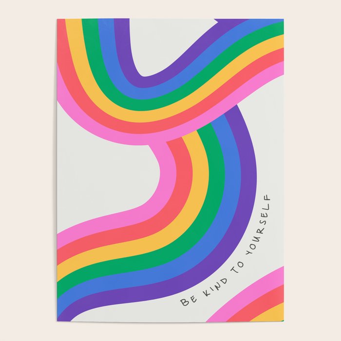 Colorful retro rainbow quote art texture print Poster Gallery Image 4