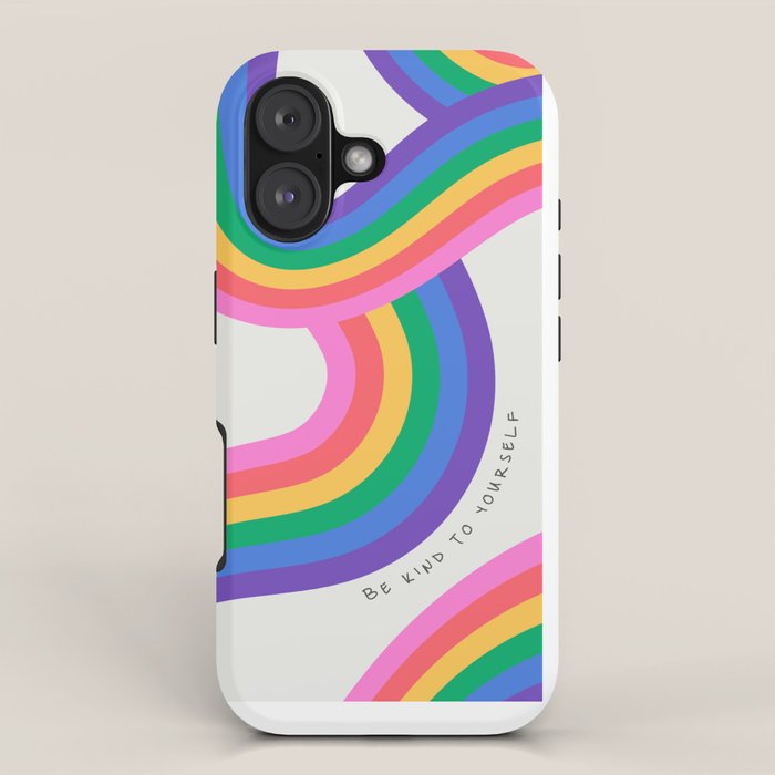 Colorful retro rainbow quote art texture print iPhone Case Gallery Image 1