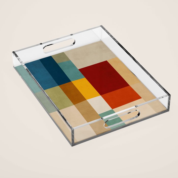 Mid-Century Geometric Modern Warm Tones Artwork Acrylic Tray Gallery Image 1