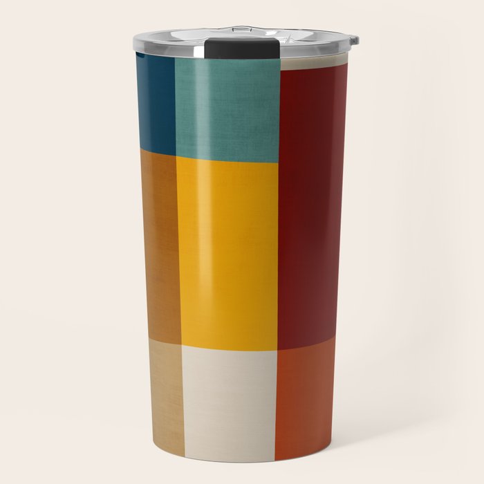 Mid-Century Geometric Modern Warm Tones Artwork Travel Mug Gallery Image 1