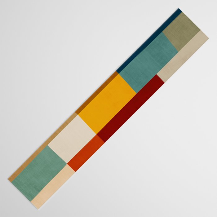 Mid-Century Geometric Modern Warm Tones Artwork Table Runner Gallery Image 3