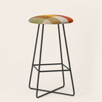 Mid-Century Geometric Modern Warm Tones Artwork Stool Gallery Image 1