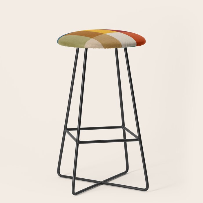 Mid-Century Geometric Modern Warm Tones Artwork Stool Gallery Image 1