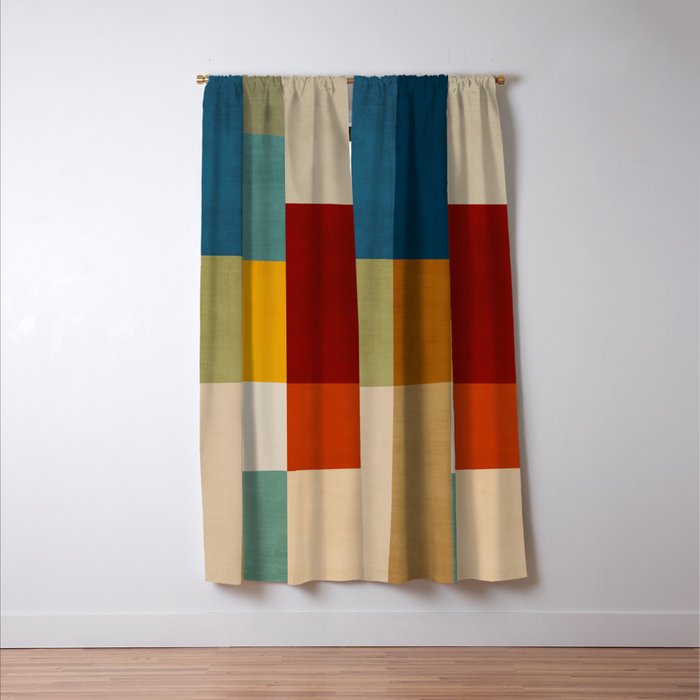 Mid-Century Geometric Modern Warm Tones Artwork Window Curtain Gallery Image 3