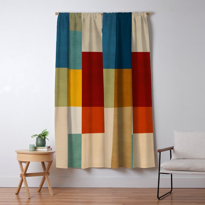 Mid-Century Geometric Modern Warm Tones Artwork Window Curtain Gallery Image 5