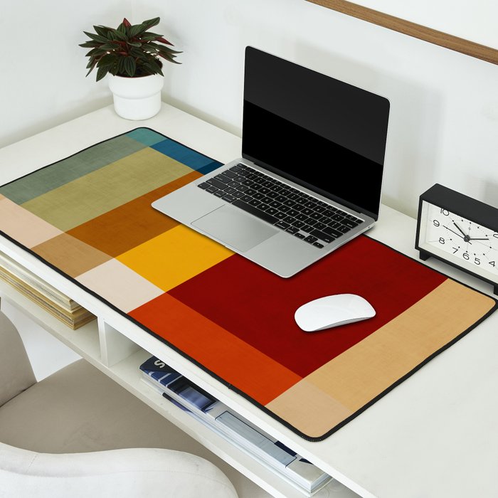 Mid-Century Geometric Modern Warm Tones Artwork Desk Mat Gallery Image 2