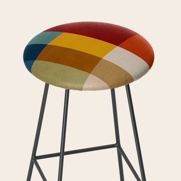 Mid-Century Geometric Modern Warm Tones Artwork Stool Gallery Image 2