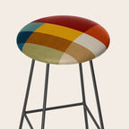 Mid-Century Geometric Modern Warm Tones Artwork Stool Gallery Image 2