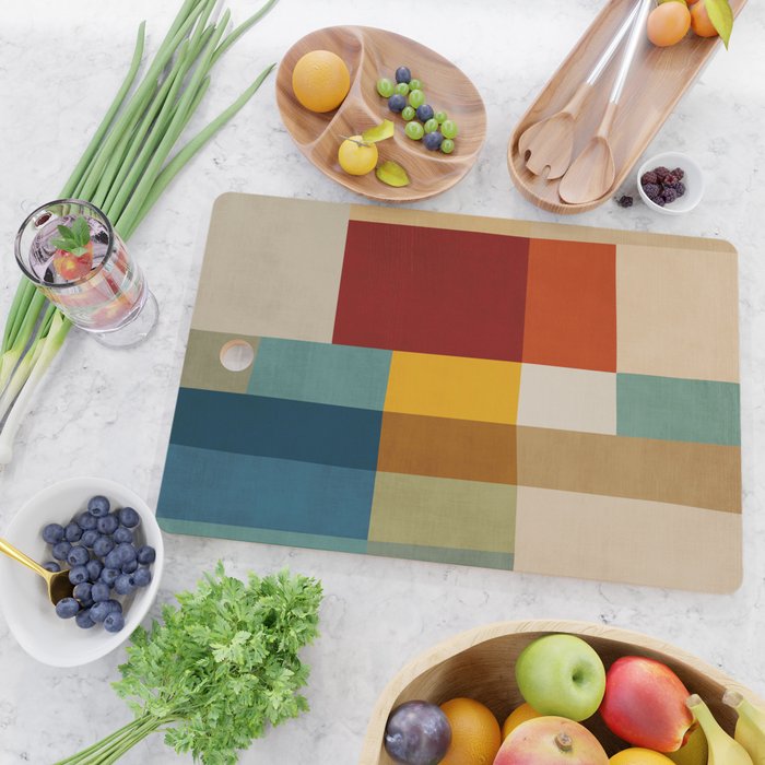 Mid-Century Geometric Modern Warm Tones Artwork Cutting Board Gallery Image 2