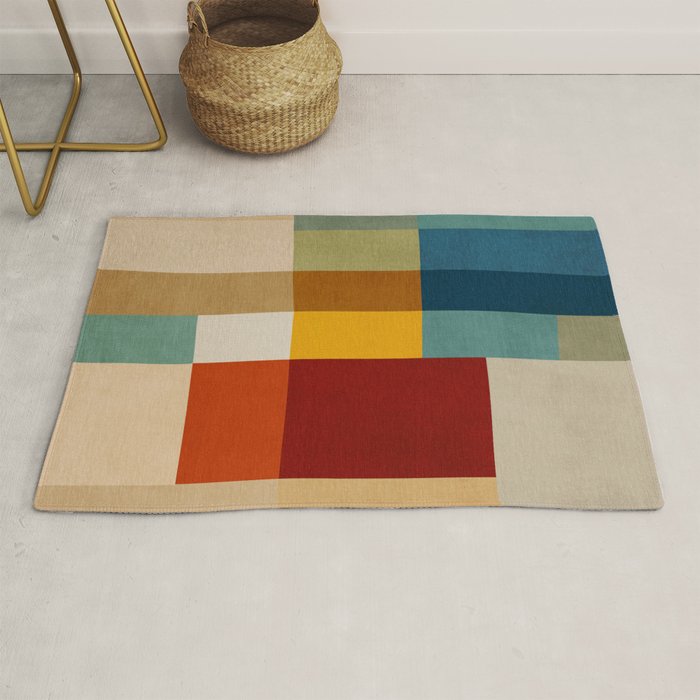 Mid-Century Geometric Modern Warm Tones Artwork Rug Gallery Image 1