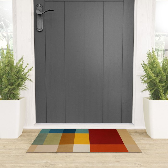 Mid-Century Geometric Modern Warm Tones Artwork Welcome Mat Gallery Image 3