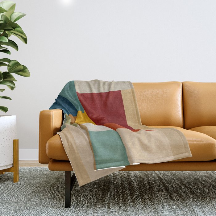 Mid-Century Geometric Modern Warm Tones Artwork Throw Blanket Gallery Image 1
