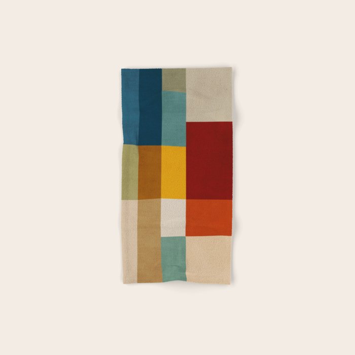 Mid-Century Geometric Modern Warm Tones Artwork Bath Towel Gallery Image 1