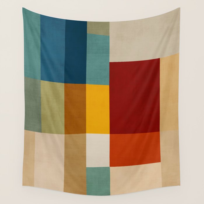 Mid-Century Geometric Modern Warm Tones Artwork Wall Tapestry Gallery Image 4