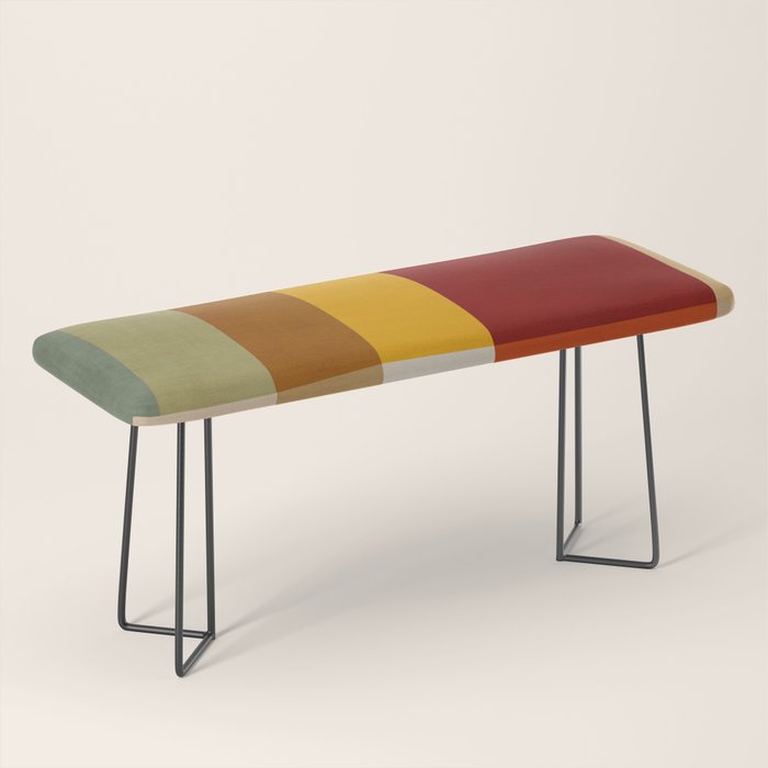 Mid-Century Geometric Modern Warm Tones Artwork Bench Gallery Image 1