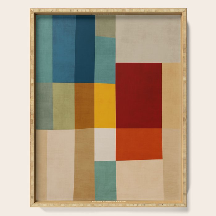 Mid-Century Geometric Modern Warm Tones Artwork Serving Tray Gallery Image 1