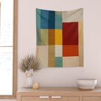 Mid-Century Geometric Modern Warm Tones Artwork Wall Tapestry Gallery Image 2