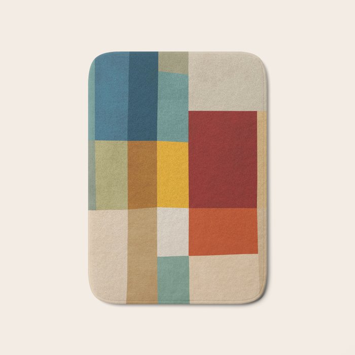 Mid-Century Geometric Modern Warm Tones Artwork Bath Mat Gallery Image 1