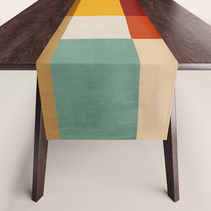 Mid-Century Geometric Modern Warm Tones Artwork Table Runner Gallery Image 1