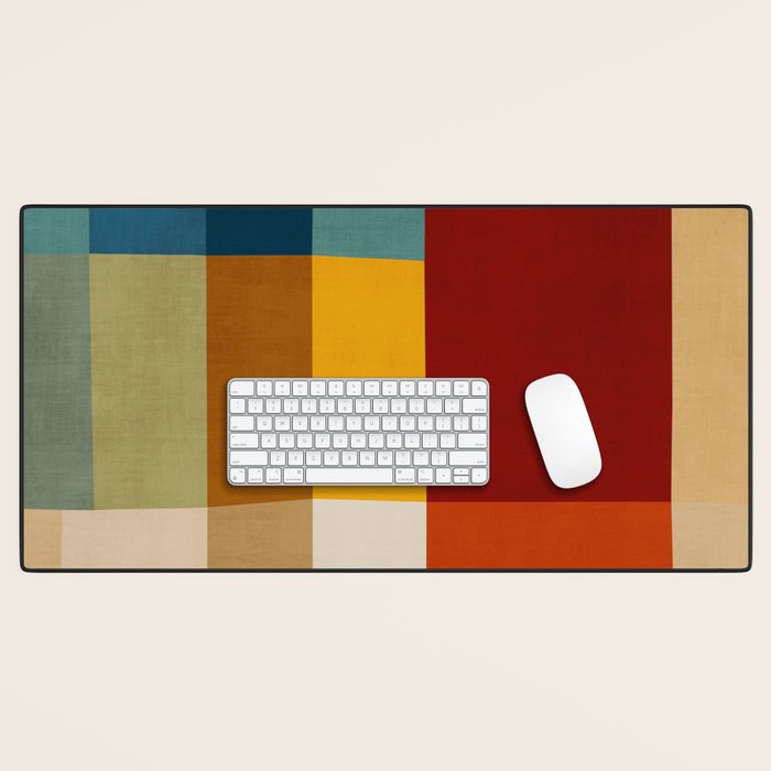Mid-Century Geometric Modern Warm Tones Artwork Desk Mat Gallery Image 1