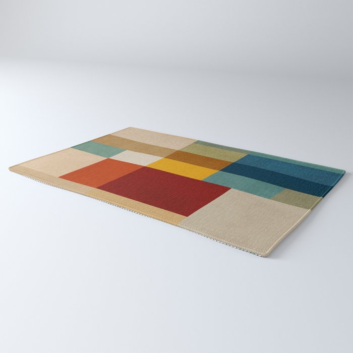 Mid-Century Geometric Modern Warm Tones Artwork Rug Gallery Image 3