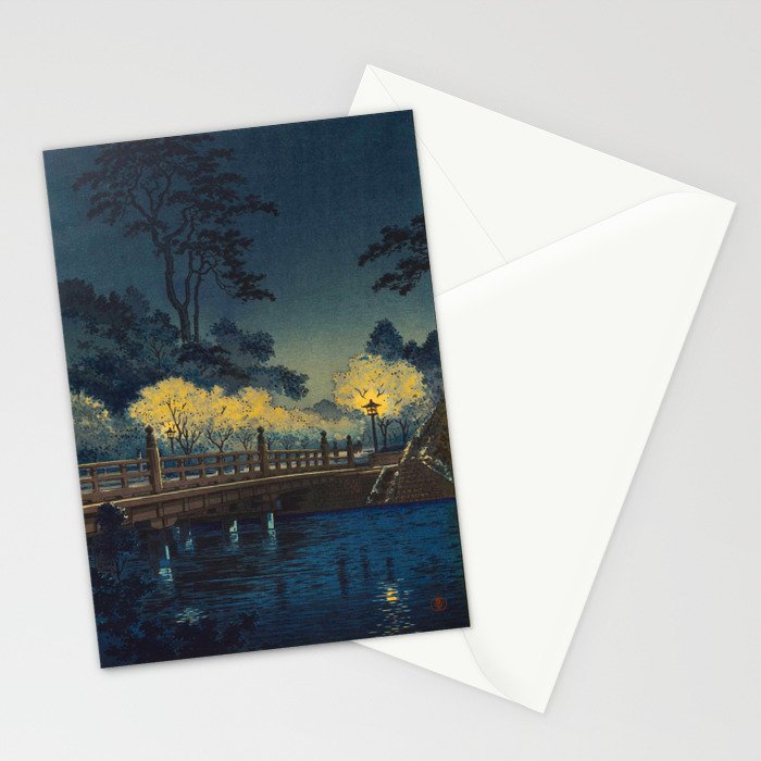 Tsuchiya Koitsu Vintage Japanese Woodblock Print Spring Blossom At Night t Stationery Card Gallery Image 2