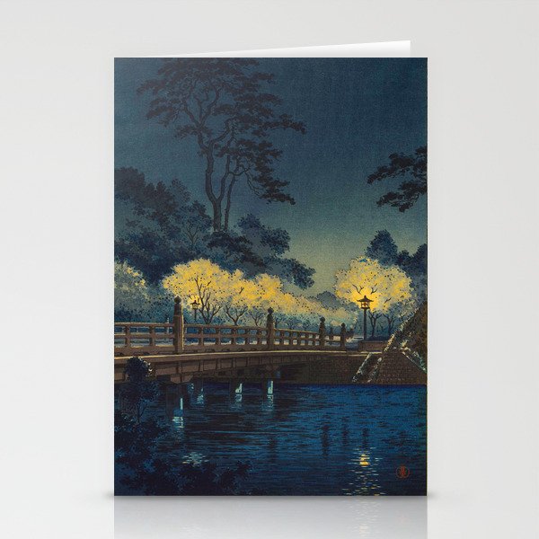 Tsuchiya Koitsu Vintage Japanese Woodblock Print Spring Blossom At Night t Stationery Card Gallery Image 2