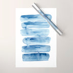 Blue Lines | Watercolor Painting Wrapping Paper Gallery Image 1