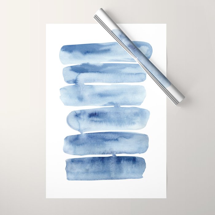 Blue Lines | Watercolor Painting Wrapping Paper Gallery Image 1
