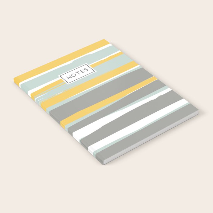 Stripe Abstract, Sun and Beach, Yellow, Pale, Aqua Blue and Gray Notebook Gallery Image 2