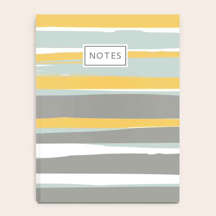 Stripe Abstract, Sun and Beach, Yellow, Pale, Aqua Blue and Gray Notebook Gallery Image 4