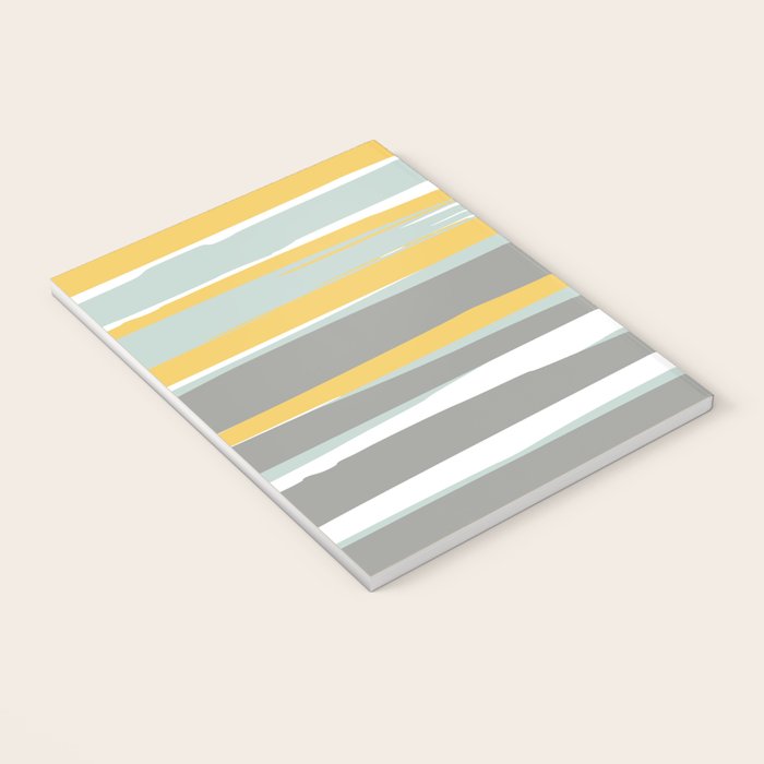 Stripe Abstract, Sun and Beach, Yellow, Pale, Aqua Blue and Gray Notebook Gallery Image 3