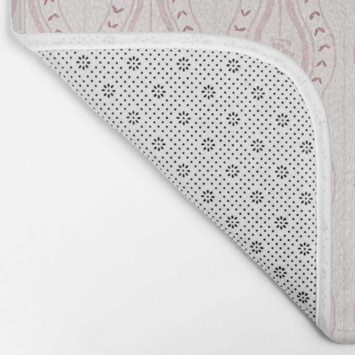 Wavy lines and tiny blooms - dusty pink and beige cream tones pattern Bath Mat Gallery Image 2
